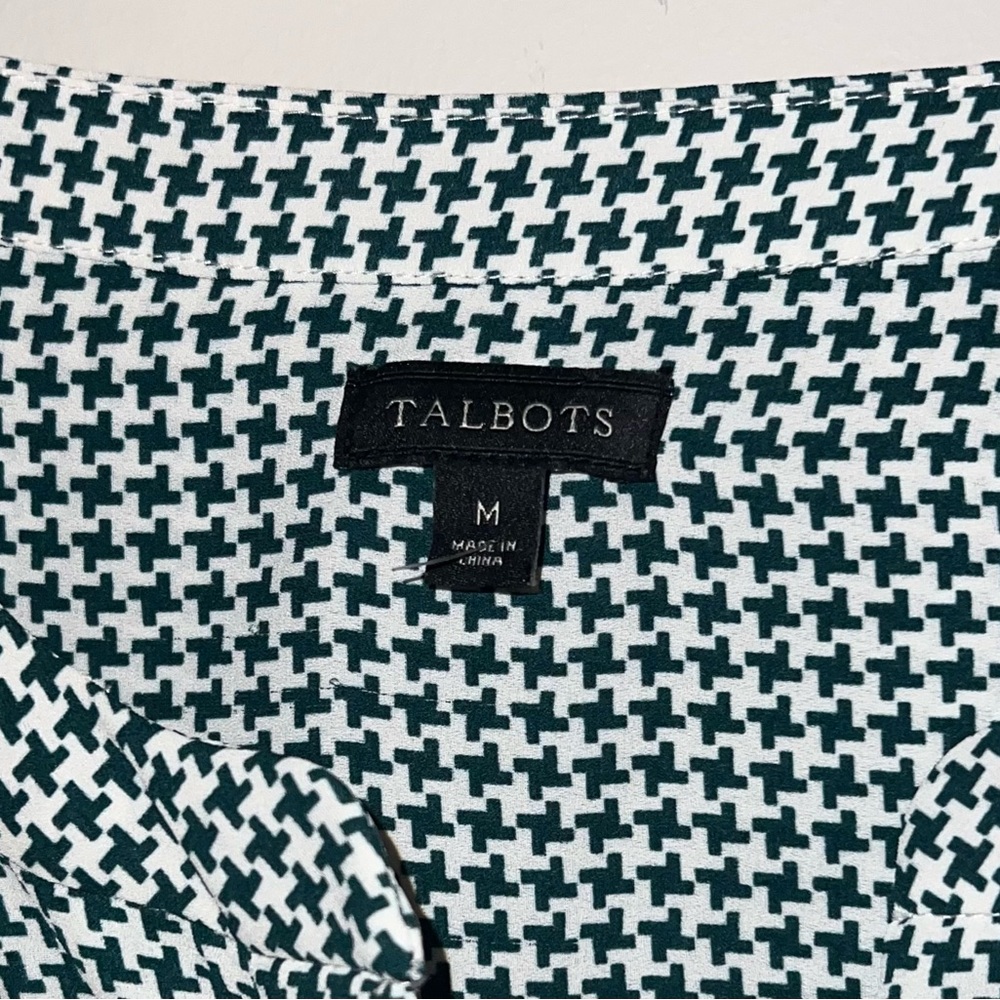 Talbots Houndstooth Print Button Down Flowy Blous… - image 3